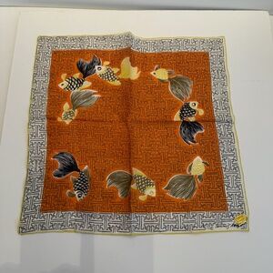 Rare, Vintage 1950's Tammis Keefe Koi and Fish Cotton Hankie, New With Tags